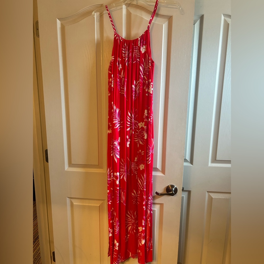 FAVLUX Red Floral Maxi Dress
